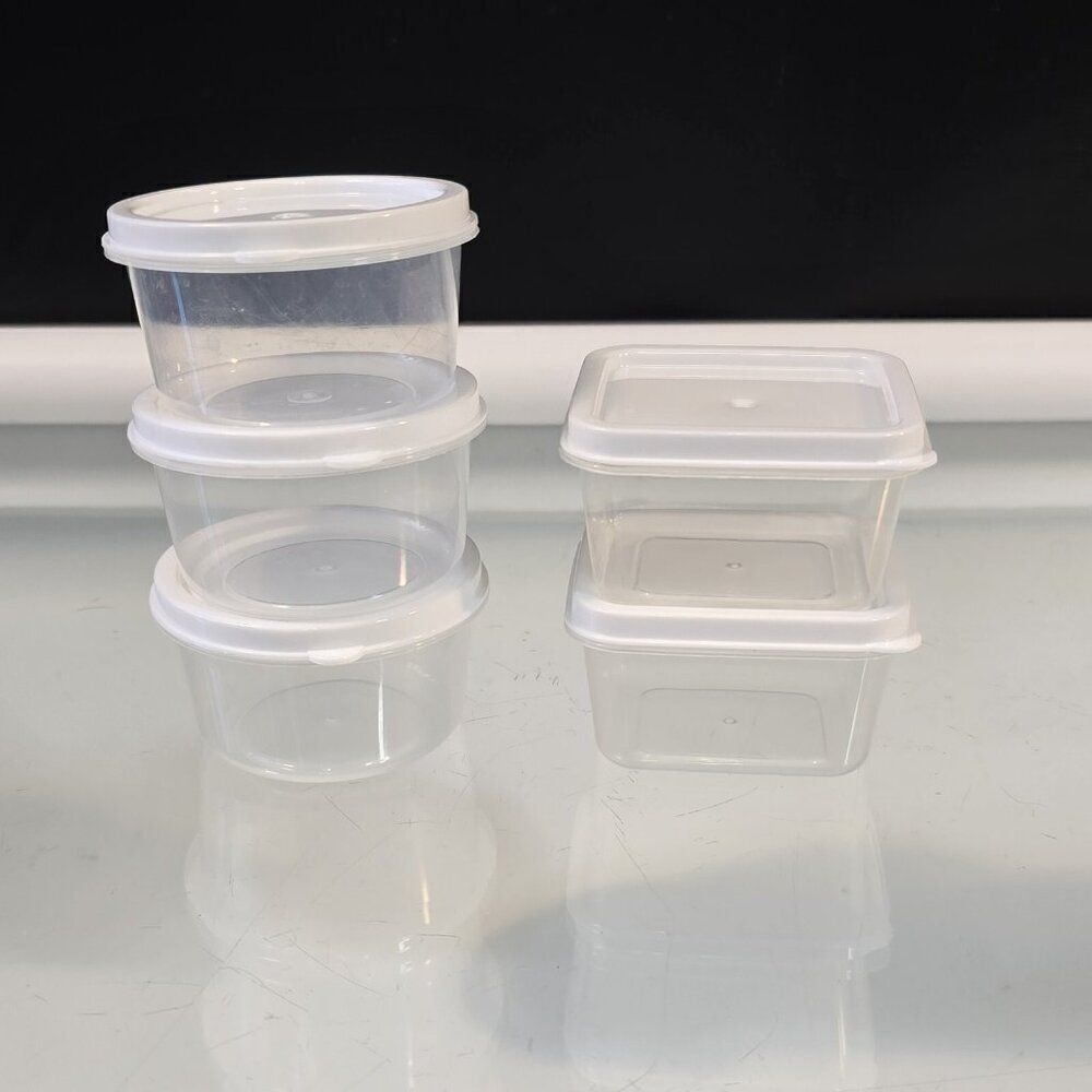 5 Miniature Plastic Storage Containers with Lids Crafts Room Kitchen Organizing